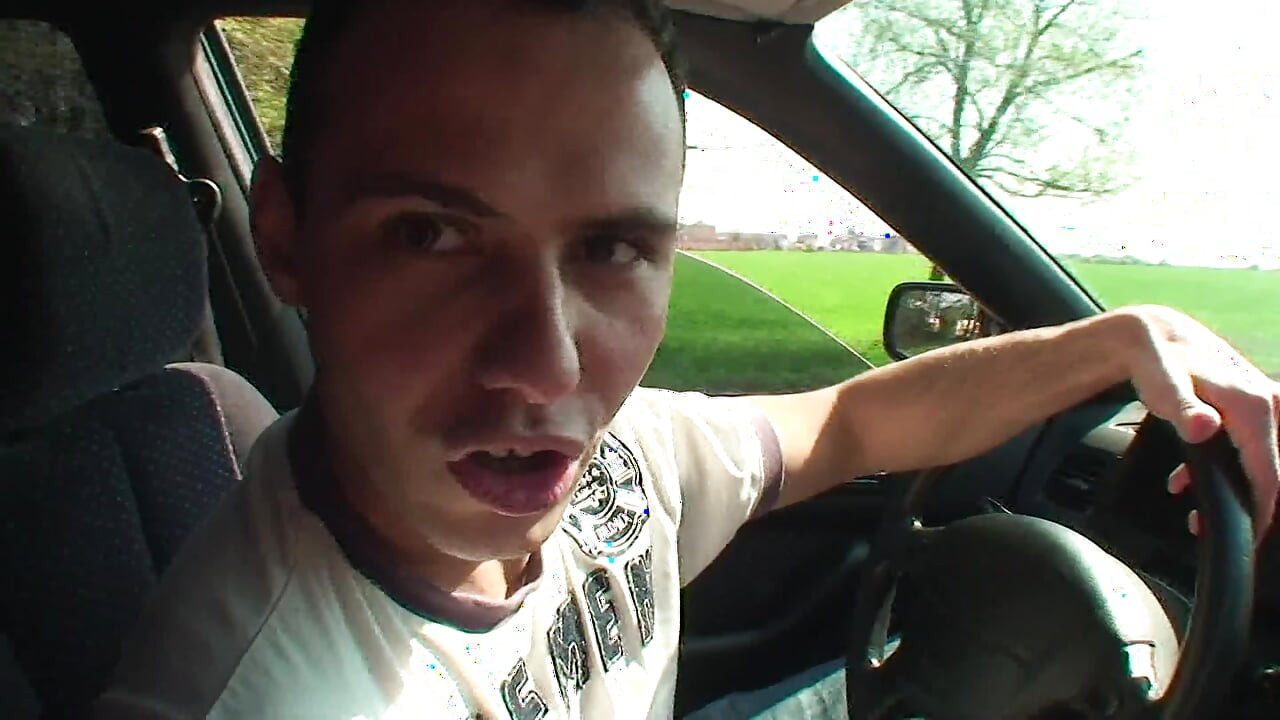 Picked up brunette teen blowing and riding two dicks