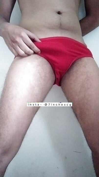 Wearing my Neighbour Girl Red Panty Jerking 7inchesind