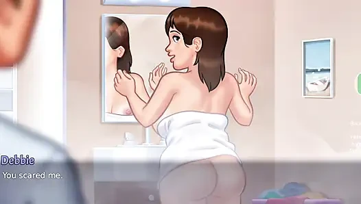 Debbie Stepmom Big Tits Bathroom Hard Fuck & Creampie