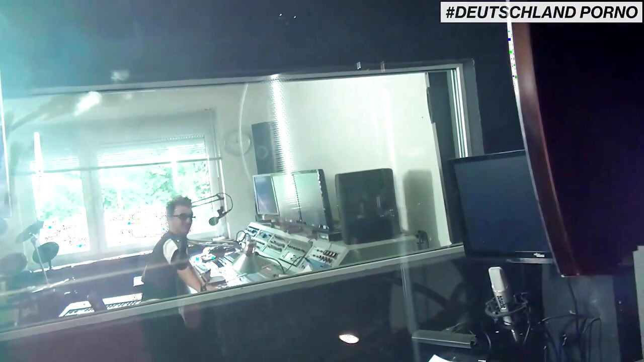 Sexy red hair babe on the cock in the radio studio