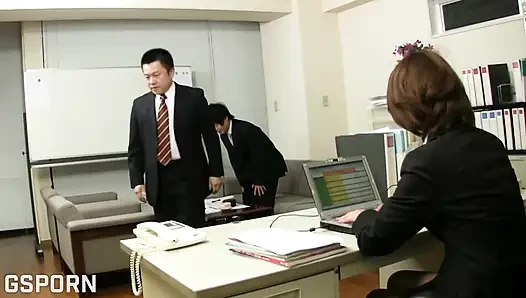 Japanese Bossy Secretary MILF Fucking All Men in the Office