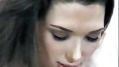 Sexy brunette teen gets bent backwards over her sink and fucked in the ass
