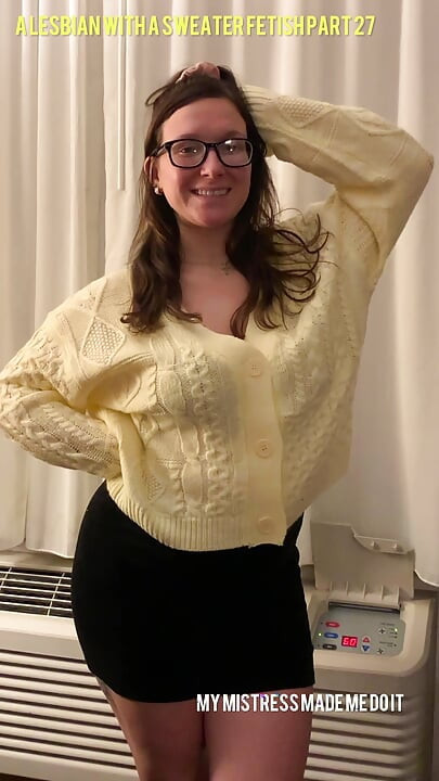My 36f owner demanded I play with my boobs at home and in public in fetish sweaters. I gladly obeyed her massaging my big tits