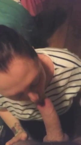 Girl sucks her boyfriend's cock and gets a facial