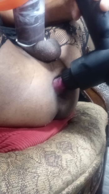 Dildo Massage Gun In Sissy Ass