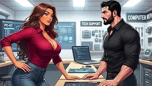 Married Woman Has Hot Secret Sex with Stepbrother After Laptop Delivery While Husband Waits Outside (ai Generated)