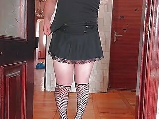Cute pre cumming hot legs ladyboy sexy shemale cute crossdresser with belly dancer skirt