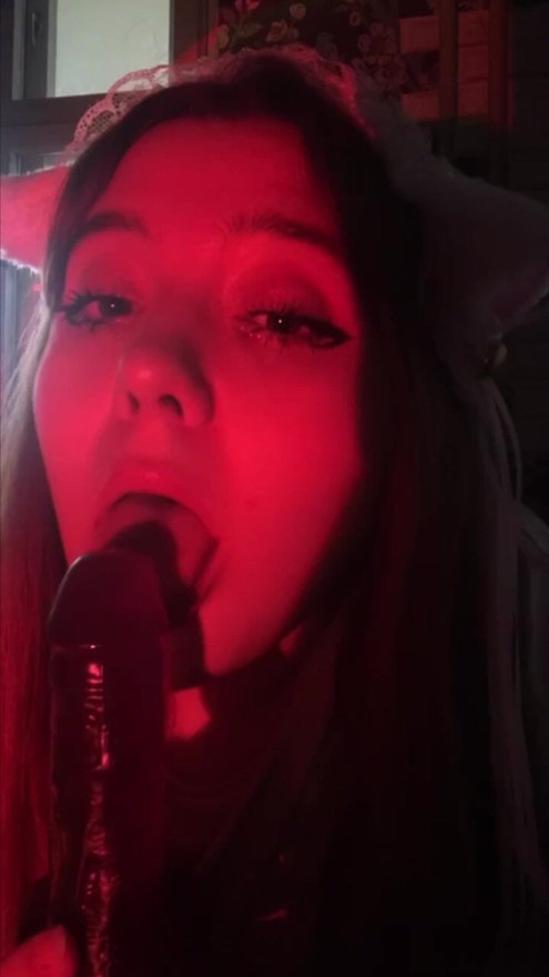 Hot Tinka dreams of giving a deep blowjob to your dick while sucking a dildo