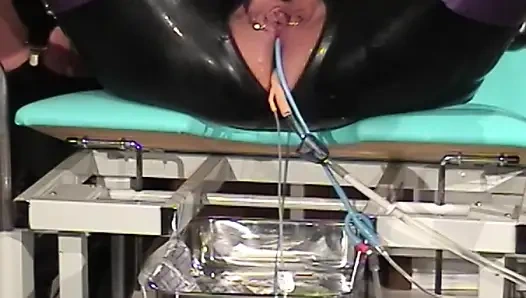 Two Latex German dominas having fun with tied up dude