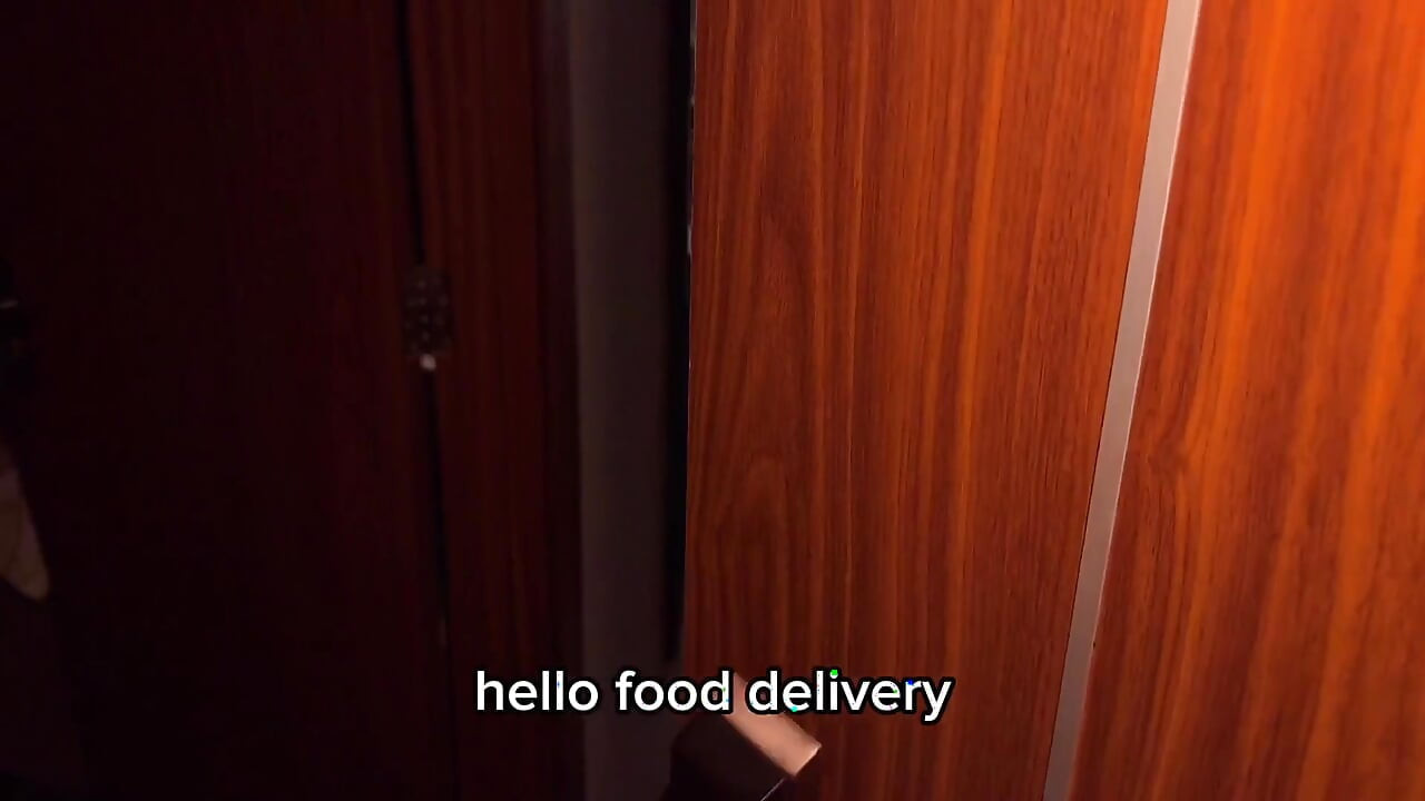 Gorgeous English-speaking Blonde Fucked Food Delivery Man
