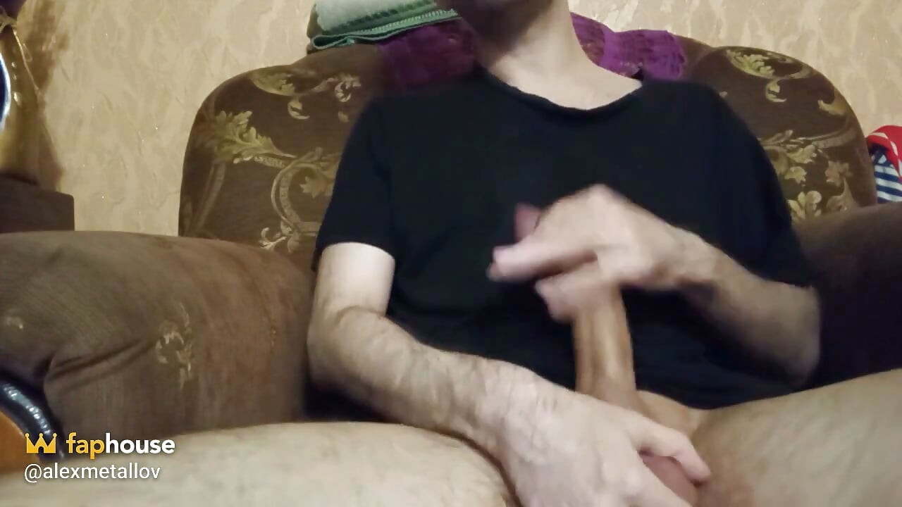 Big Cock and Hot Balls. Horny Guy Jerking and Derives Pleasure