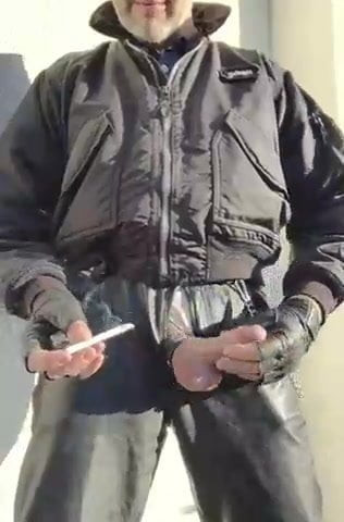 Smoking and wanking in Leather