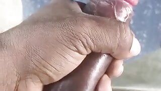 Touching my hard big black cock in public.. .. My cock need a pussy