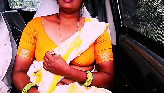 Pembantu India di dalam mobil sama mafsa rumah tangganya Telugu Dirty Talks.