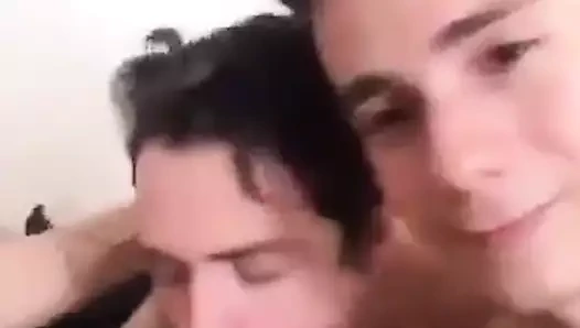 Two gay twinks sucking the third guy's dick