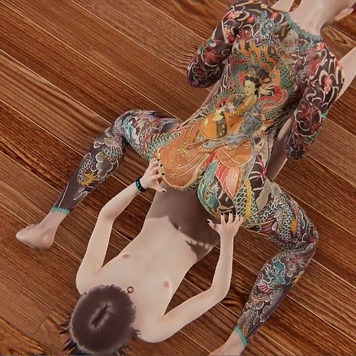 Yaoi - Guy with a Fully Tattooed Body Fucked by Twink