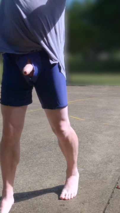 Emotional moment from "Playing basketball on a public court with my cock on display"