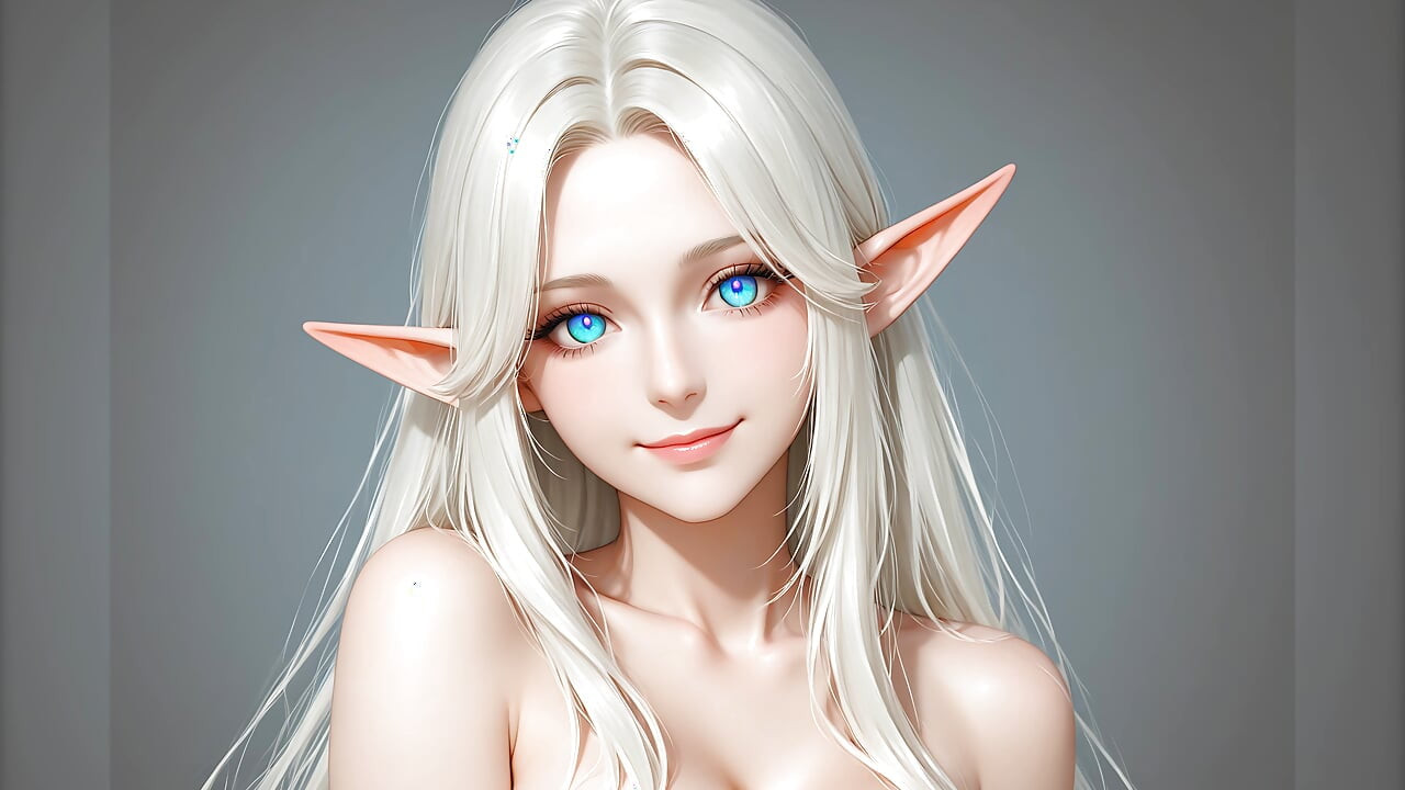 Lustrender Slideshow: Beautiful Nude Elf Framed Feather Line Art - Ai Video
