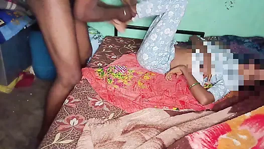 Calling the stepsister and her in the bedroom vigorously.