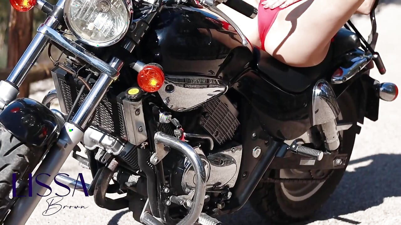 Fun with the Vibrations of My Bike, with Licking Belly Butto