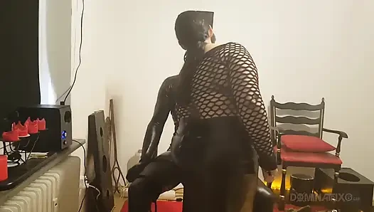 Golden Shower Fetish - Mature Domme Drenches Latex Slave