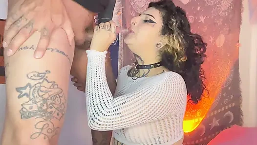 Colombian gothic slut bitch fucks her stepbrother until she makes him cum in her big ass