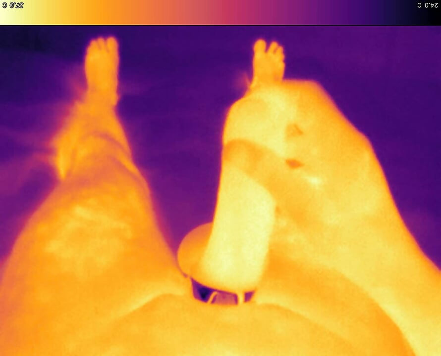 Jerking off with cock ring on thermal camera