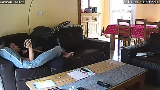 Step Mom caught masturbating on couch - hard orgasm