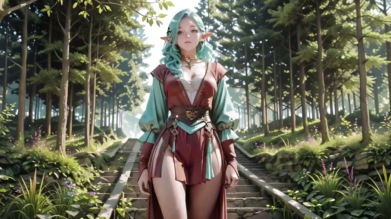 Forest Fantasy! Green-haired Mage & Blue Elf in a Private Walk