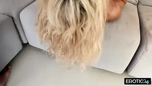 Blonde Takes Double Cock Sucking and Facial