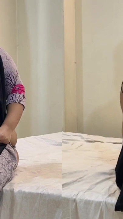 今天，当我开始女同性爱时，我再次在她的女同事面前操我的大屁股穆斯林继母 | 短片 1