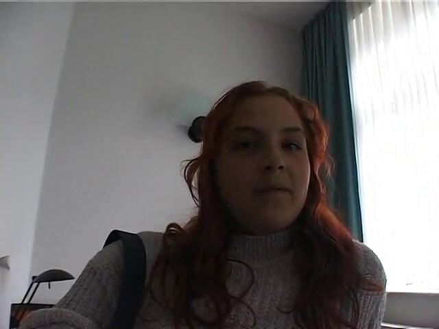 Hairy redhead bbw fingers her pussy on the bed