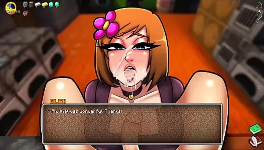 HornyCraft Minecraft Parody Jenny Gives Sloppy Deepthroat Blowjob to Futanari Alex