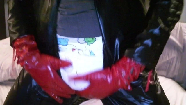 More Diaper play in my Shiny Catsuit and cumming