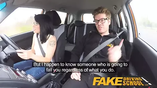 Fake Driving School wild ride for petite british Asian