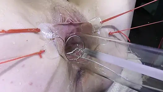 Jauh Menyebar Vagina Close-up Fucking Dengan Lampu 1000watt