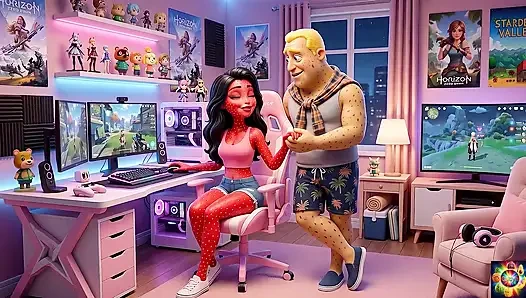 Romansa tengah malam di ruang gamer - ai hentai asmr