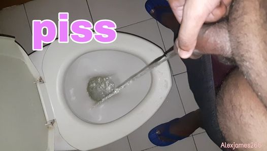 Guy pee and teasing cock