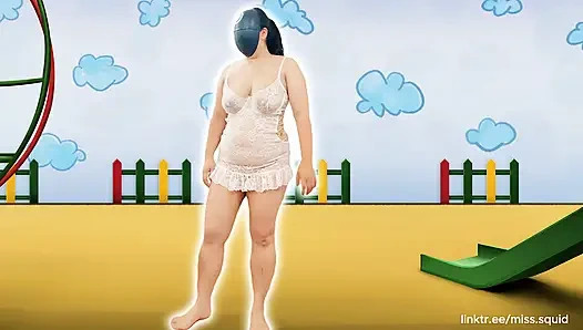 Miss Squid Exercises In White Lingerie