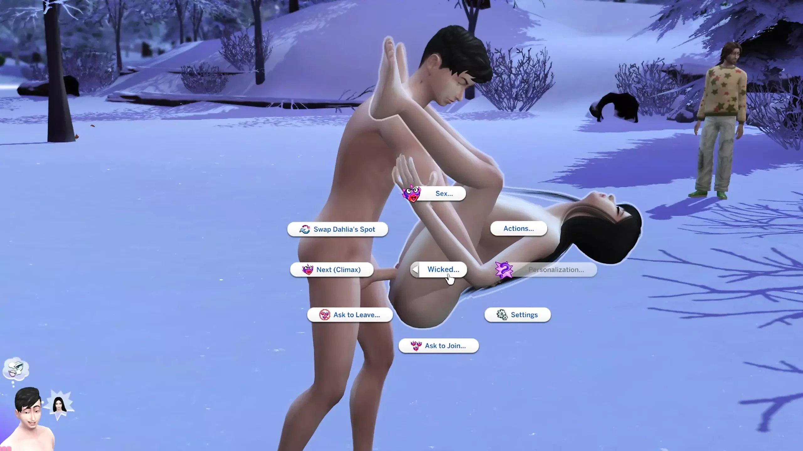 Public Sex on winter season snowing