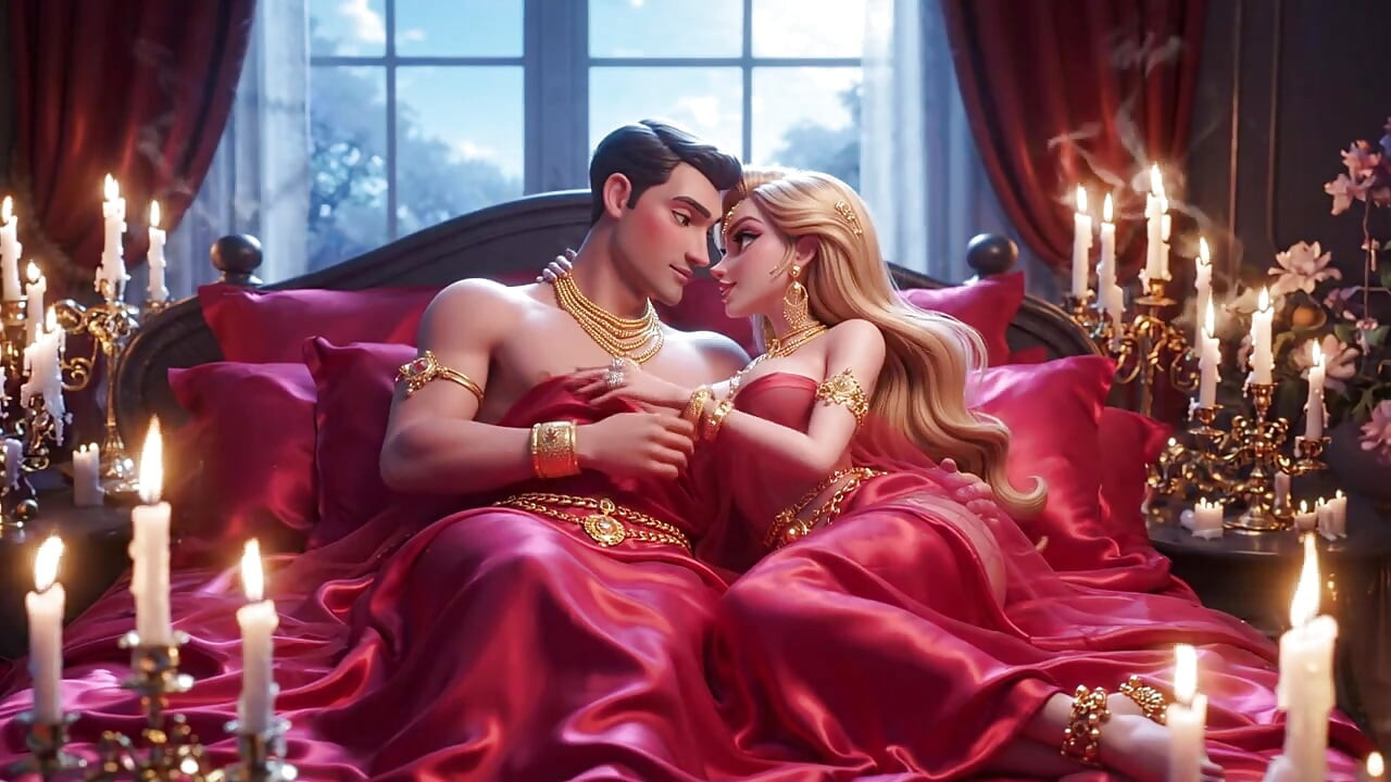 Ateşli çizgi film çift romantik gece tutkusu derlemesi - altın takı şehvetli animasyonlu aşk