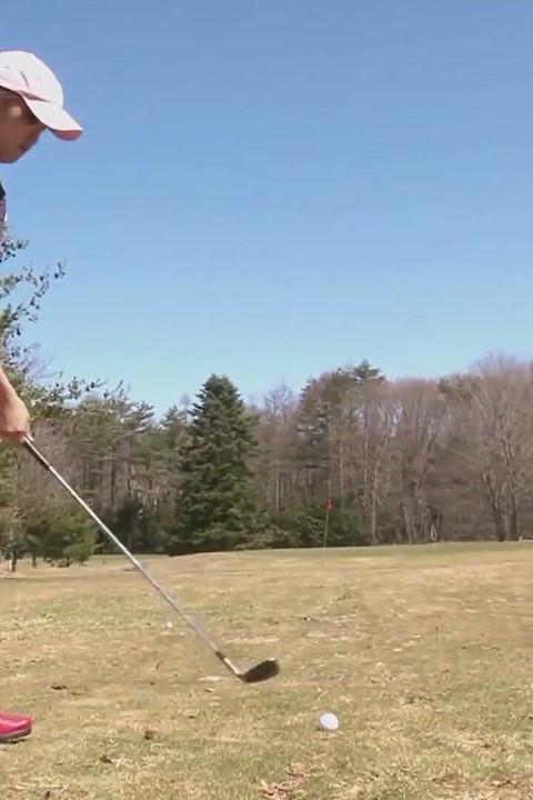 Cute Asian teen girls play a game of strip golf