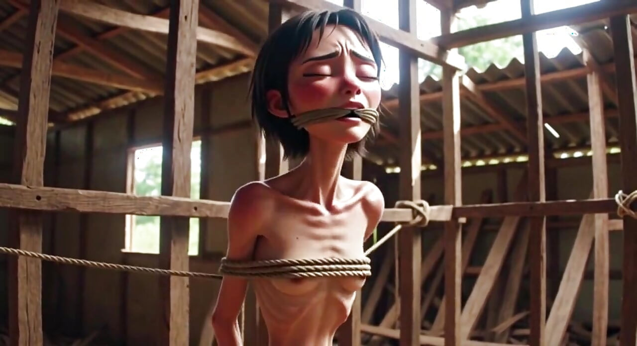 Extremely Skinny Girl in Bondage - Desperate in Brazilian Construction Site