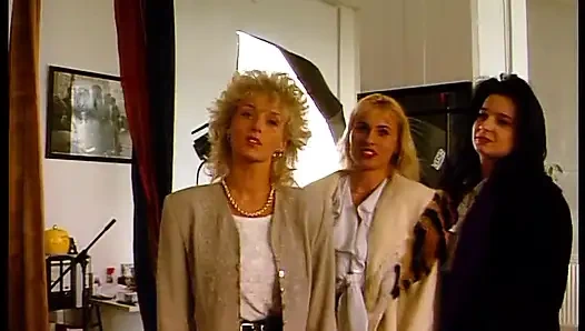 Vintage babes getting naked and touching each other at casting