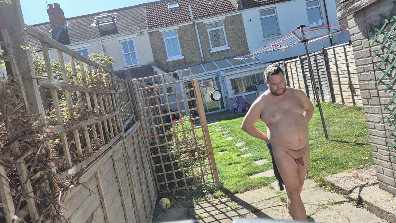 Naked walk in garden