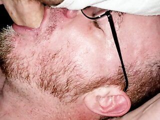 Hairy Pig with ass plug gets his mouth used by thick cock hung boy while wearing just a jockstrap and socks