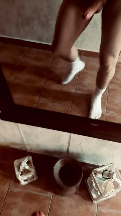 German BiBoy, shows his thick cock at a public walk with cockring.