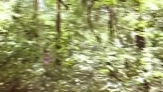 German bitch gets a facial after solo action in the woods