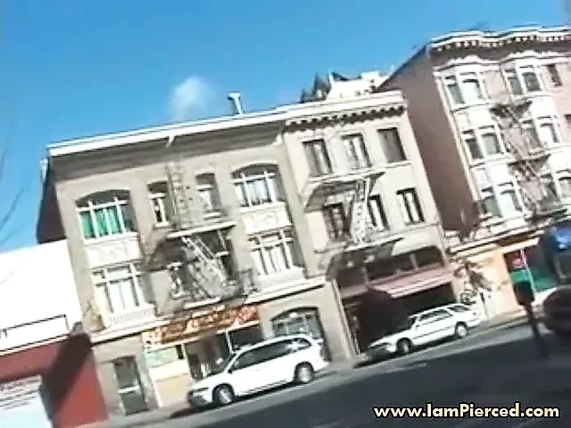 Iam Pierced lesbians with anal plugs doing it in public
