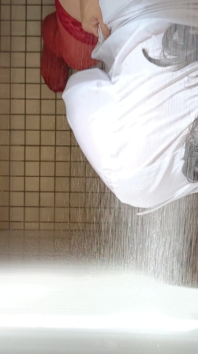 Powerful moment from "Wet Red Thigh Highs, Shower Sex (c01_film02)"